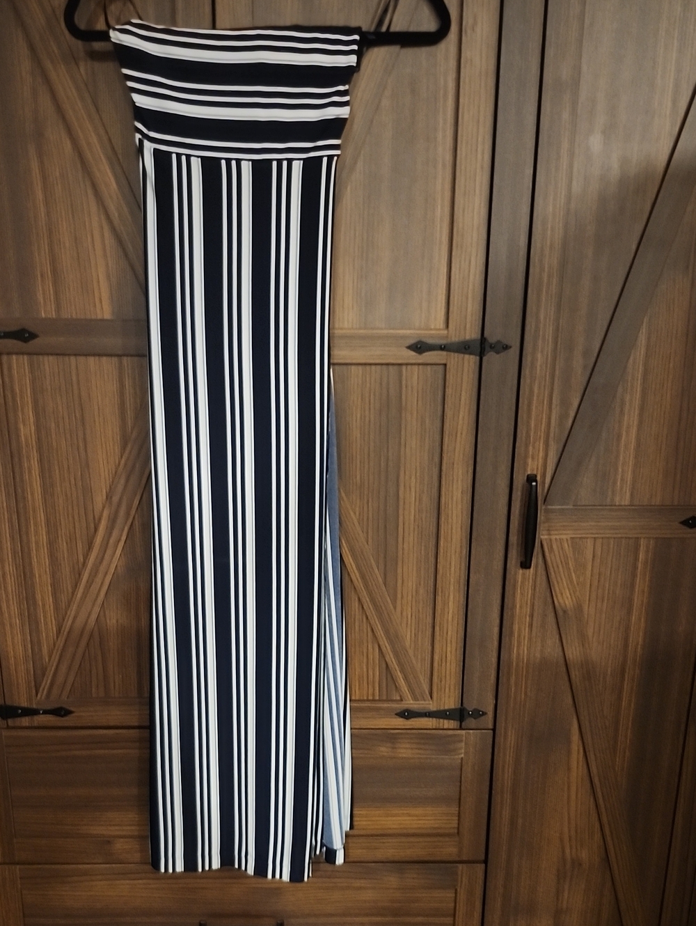 Banana Republic Black and White Vertical Stripe Maxi Skirt, Strapless